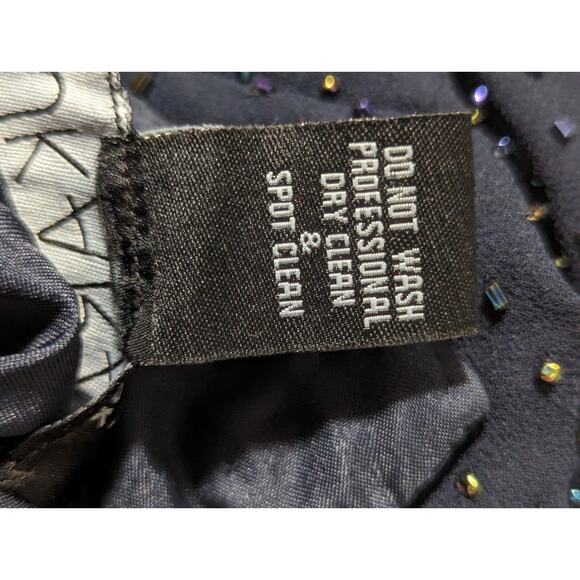 NWOT! JKARA! NAVY BLUE ELABORATELY BEADED, CHIFFON FULL LENGTH GOWN, DRESS! SZ 6 - Picture 7 of 10